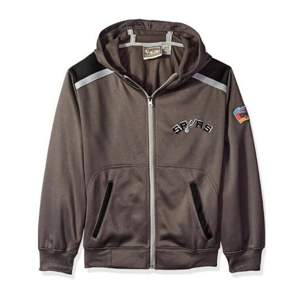 Hardwood Classics NBA San Antonio Spurs Full Zip Hoodie Boys Youth M Charcoal